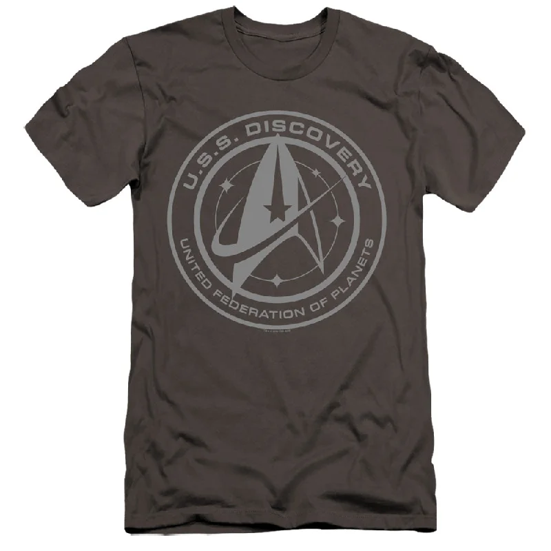 Star Trek Premium Canvas T-Shirt Discovery Crest Charcoal Tee