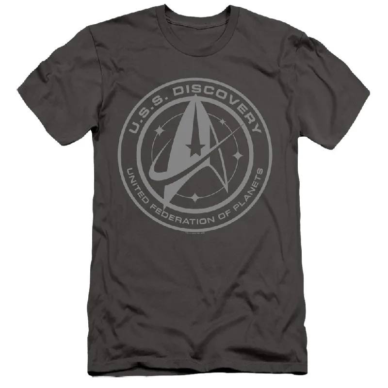 Star Trek Slim Fit T-Shirt Discovery Crest Charcoal Tee