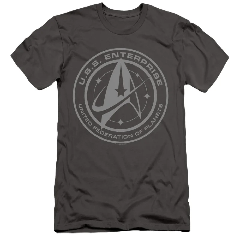 Star Trek Slim Fit T-Shirt Enterprise Crest Charcoal Tee