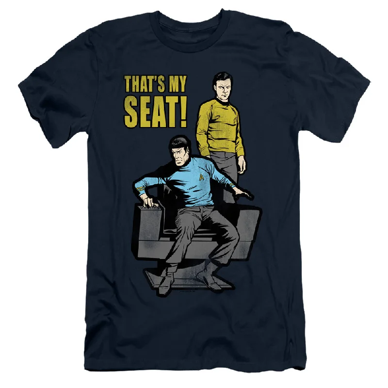 Star Trek Slim Fit T-Shirt Thats My Seat Navy Tee