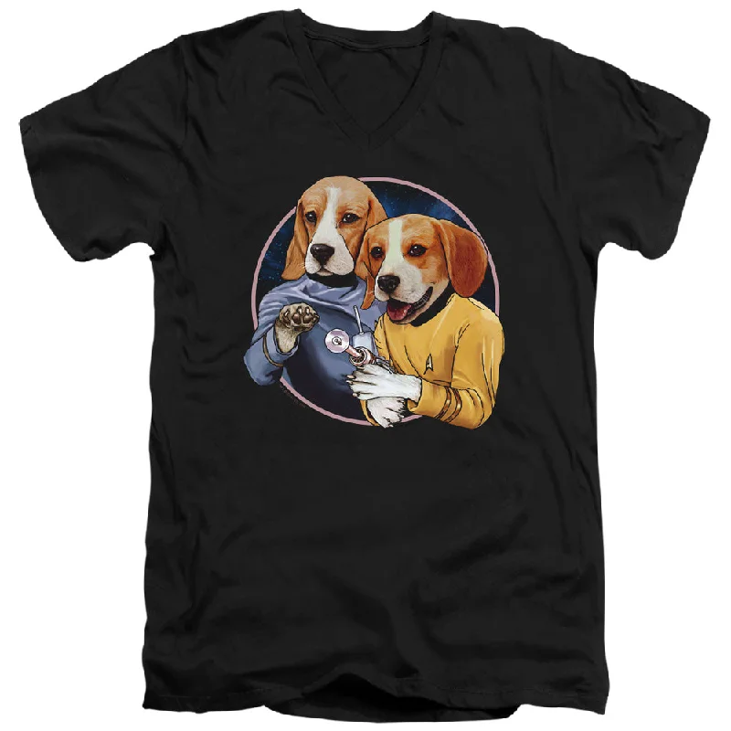 Star Trek Slim Fit V-Neck T-Shirt Dogs Black Tee