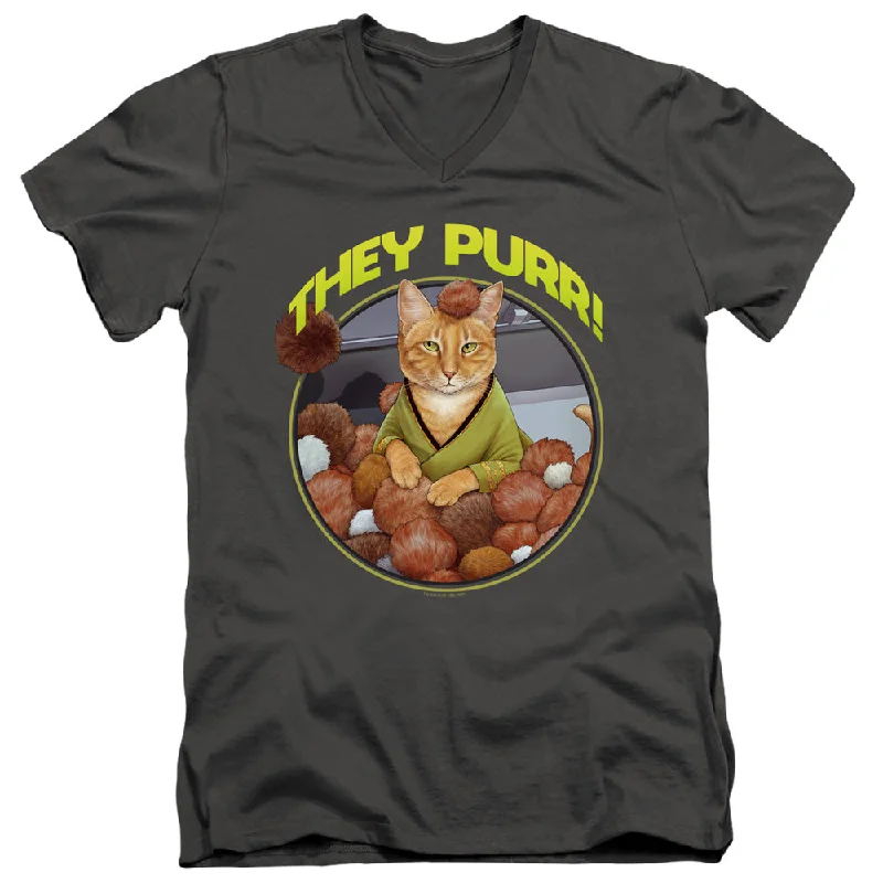 Star Trek Slim Fit V-Neck T-Shirt They Purr Charcoal Tee