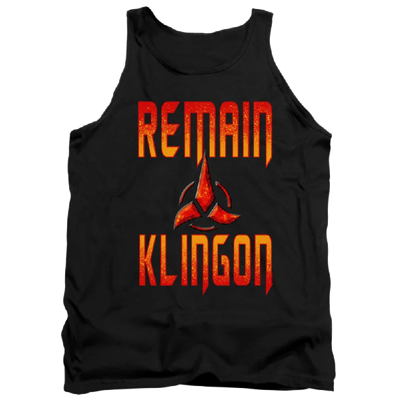 Star Trek Tanktop Remain Klingon Black Tank