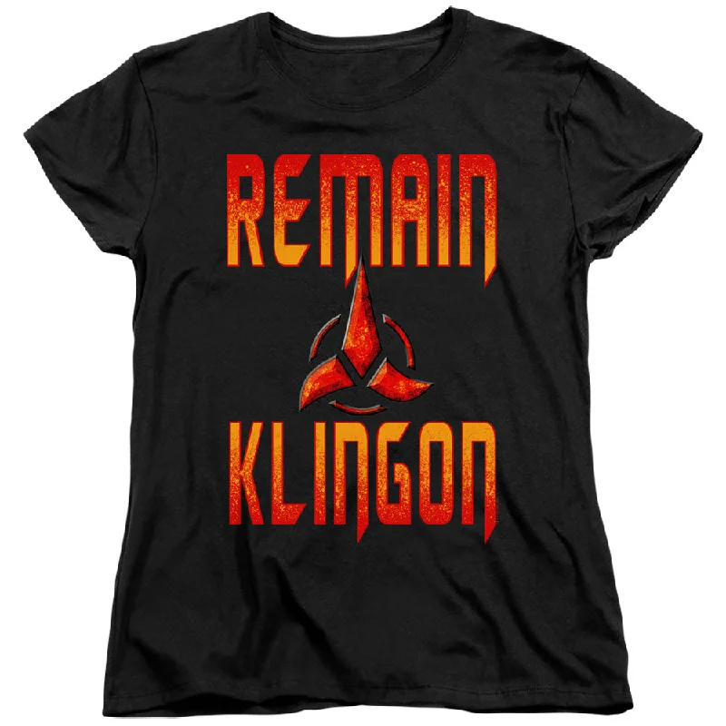 Star Trek Womens T-Shirt Remain Klingon Black Tee