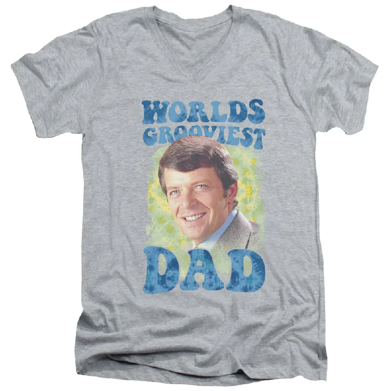 The Brady Bunch Slim Fit V-Neck Worlds Grooviest Dad Heather