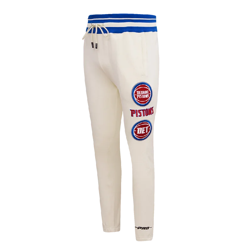 NBA DETROIT PISTONS RETRO CLASSIC MEN'S SWEATPANT (EGGSHELL/ ROYAL BLUE)