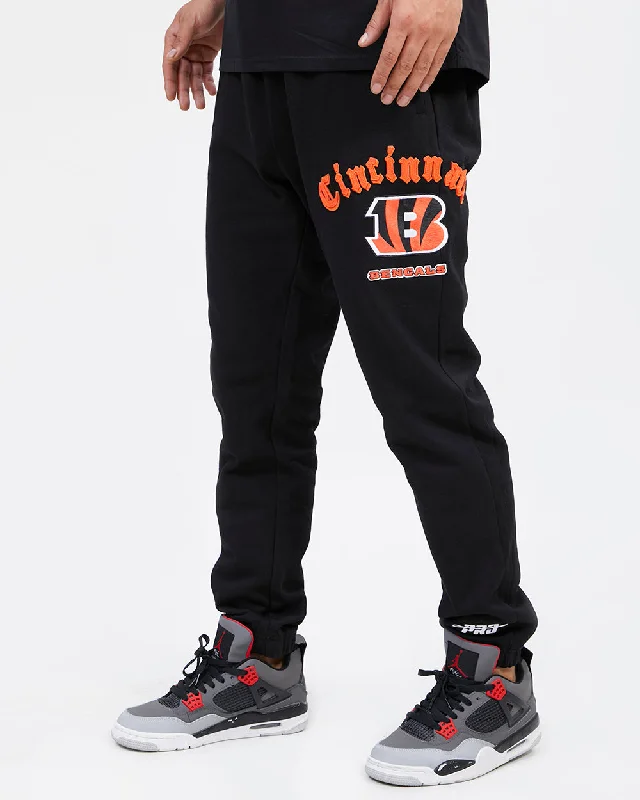 NFL CINCINNATI BENGALS OLD ENGLISH MEN'S SWEATPANT (BLACK)