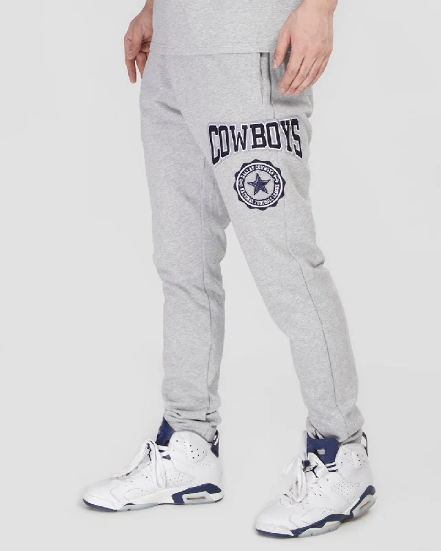 NFL DALLAS COWBOYS CREST EMBLEM MEN'S RIB SWEATPANT (HEATHER GREY/MIDNIGHT NAVY)