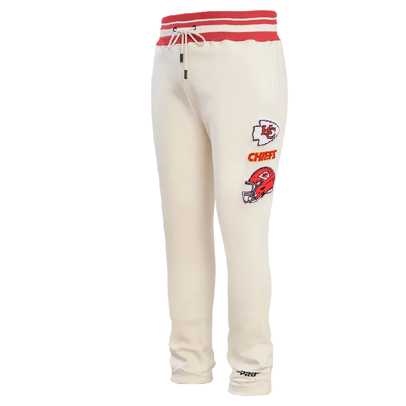 NFL KANSAS CITY CHIEFS RETRO CLASSIC MEN'SS RIB SWEATPANT (EGGSHELL/ RED)