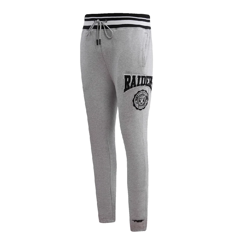 NFL LAS VEGAS RAIDERS CREST EMBLEM MEN'S RIB SWEATPANT (HEATHER GRAY/BLACK)