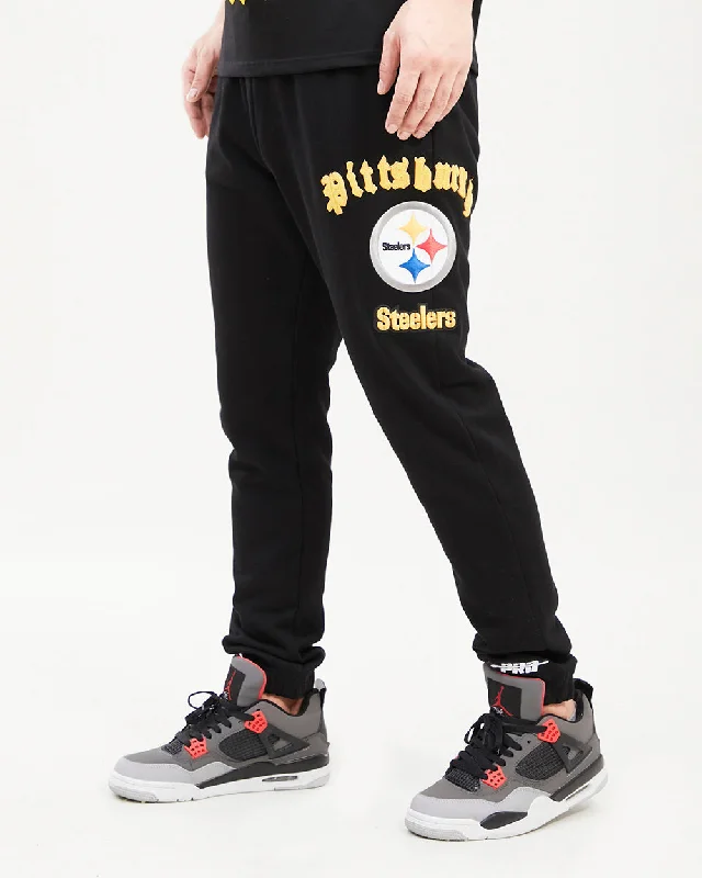 NFL PITTSBURGH STEELERS OLD ENGLISH MEN'S SWEATPANT (BLACK)