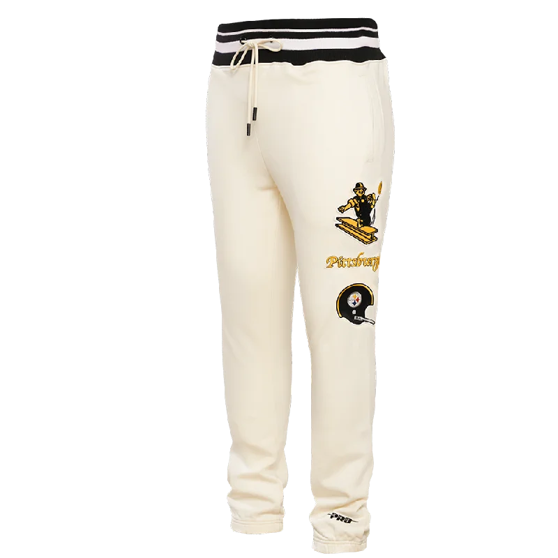 NFL PITTSBURGH STEELERS RETRO CLASSIC MEN'S SWEATPANT (EGGSHELL/ BLACK)