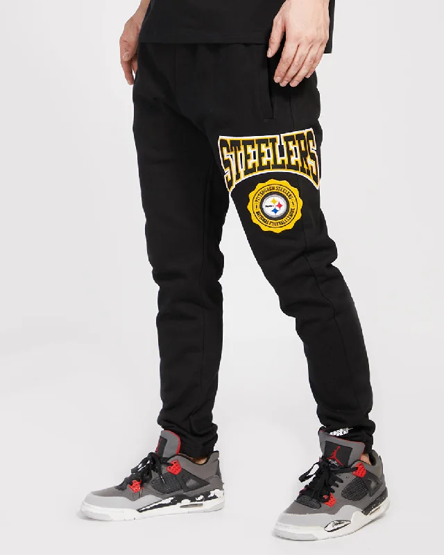 NFL PITTSBURGH STEELERS CREST EMBLEM MEN'S RIB SWEATPANT (BLACK/YELLOW)