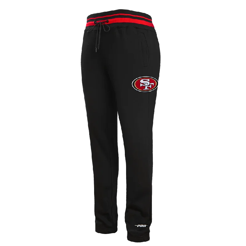 NFL SAN FRANCISCO 49ERS SCRIPT TAIL MEN'S RIB FLC SWEATPANT (BLACK/RED/BLACK)