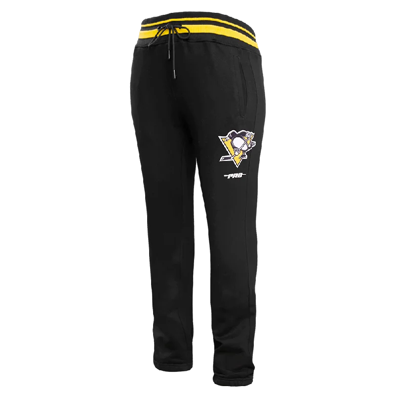 NHL PITTSBURGH PENGUINS SCRIPT TAIL MEN'S RIB FLC SWEATPANT (BLACK/YELLOW)